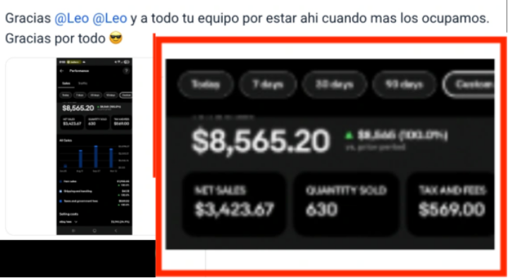 Testimonio 1 — $8,565 en ventas